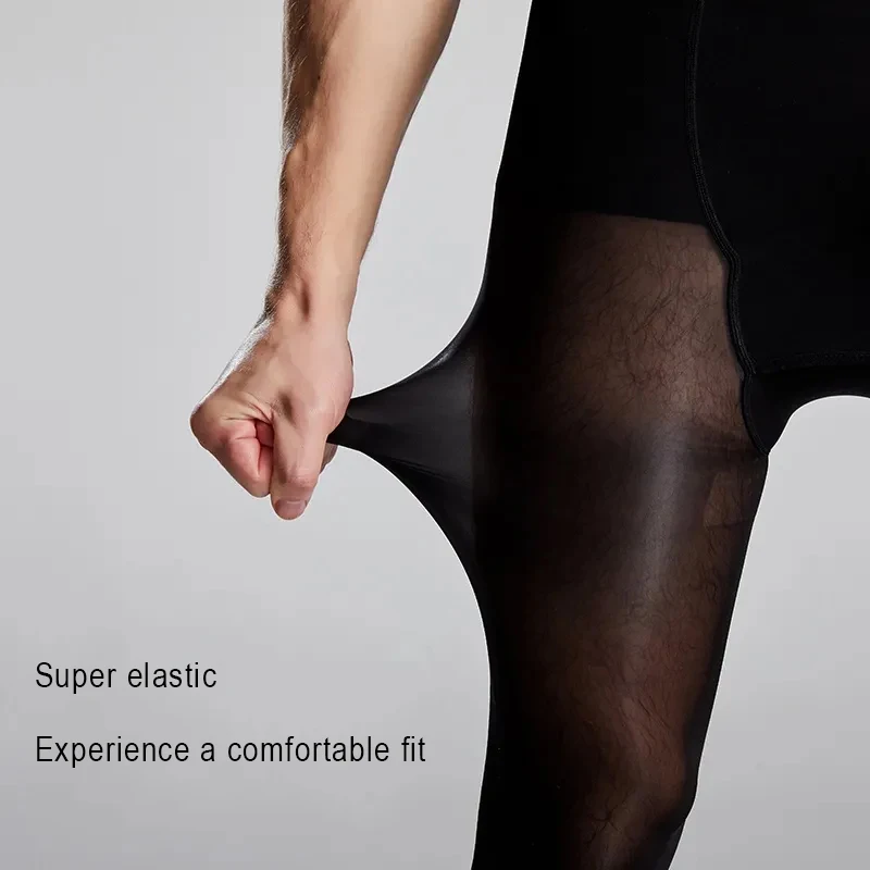 Plus Size Men Sexy Sheer Black Spring Autumn Thin Sports Basketball Stockings Tight Pants Dance High Elasticity Pantyhose﻿