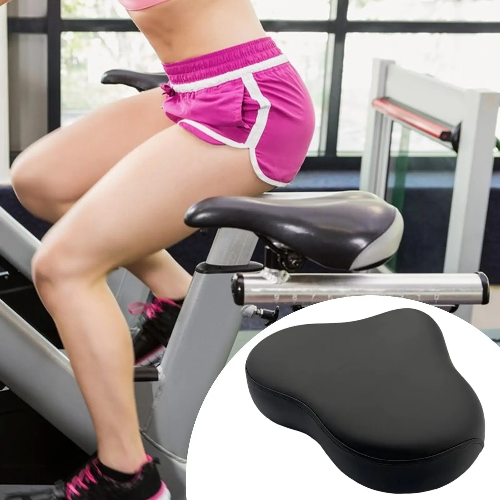 Exercise Bicycle Seat Cushion PU Padded Bike Saddle for Fitness Indoor Cycling Secure Installation