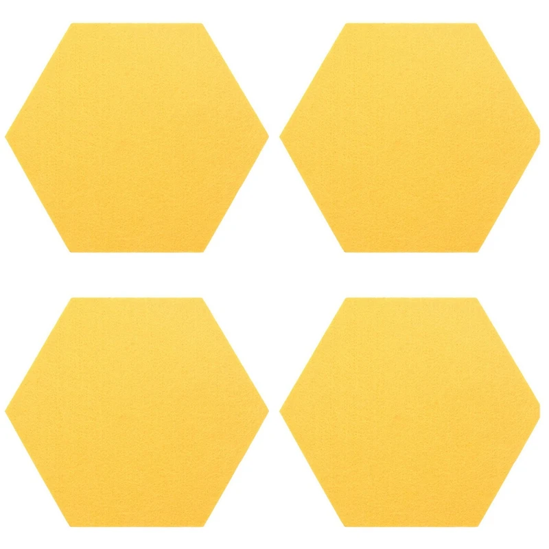 20Pcs/Set Hexagon Felt Board Hexagonal Felt Wall Sticker Multifunction 3D Decorative Message Board Gray Yellow Series