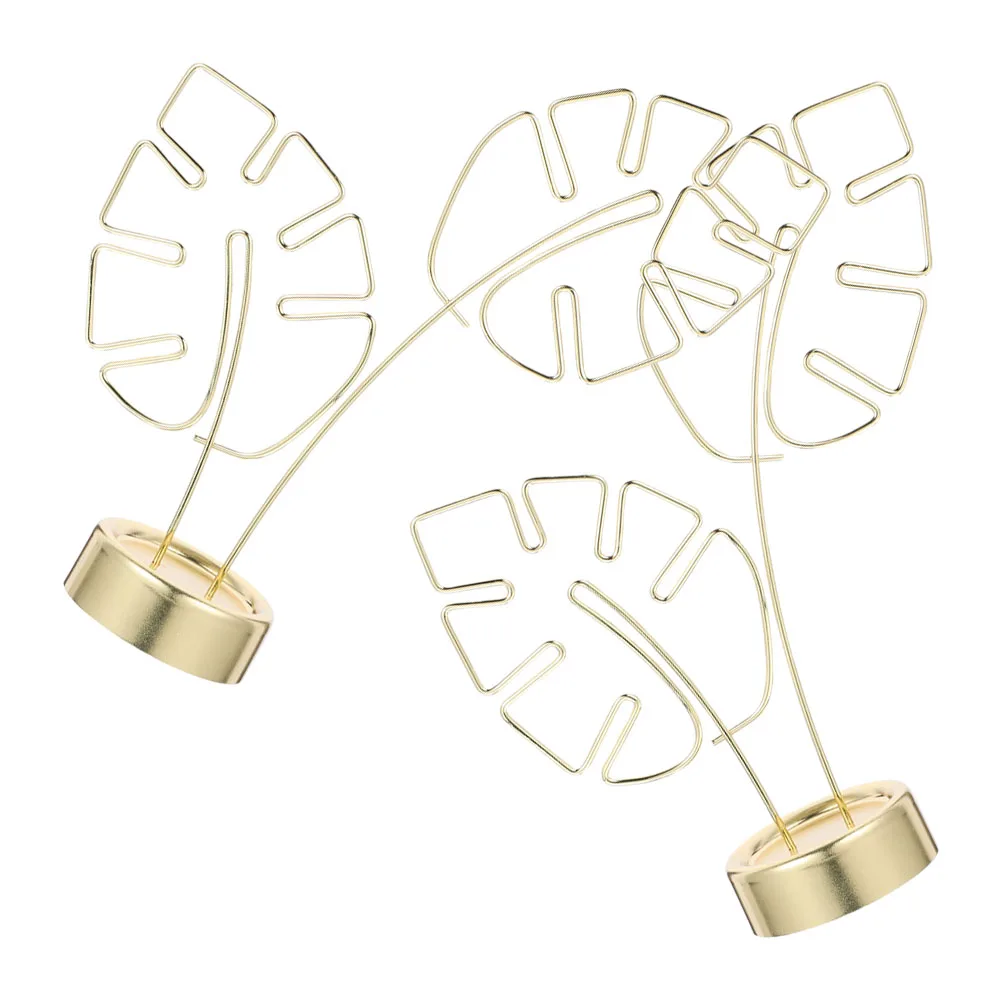

2 Pcs Golden Metal Turtle Back Leaf Notes Clip Card Holder Stand Stainless Steel Photo Stands Table Sign Holder Message Card