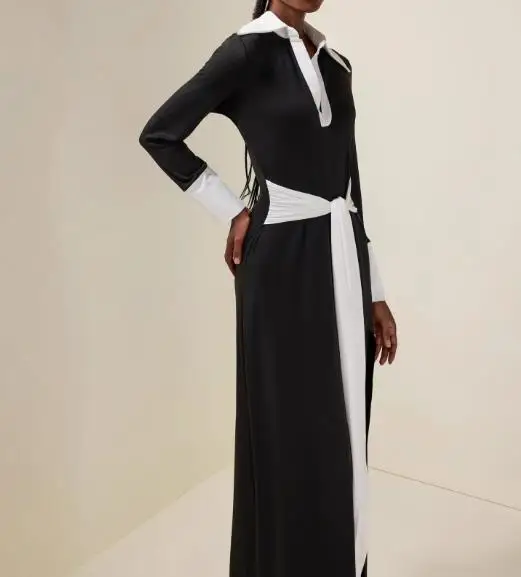 

Women's Elegant Long Dress Autumn 2025 with Split Cross Tie Waist Fashionable Gown for Ladies Special Occasions