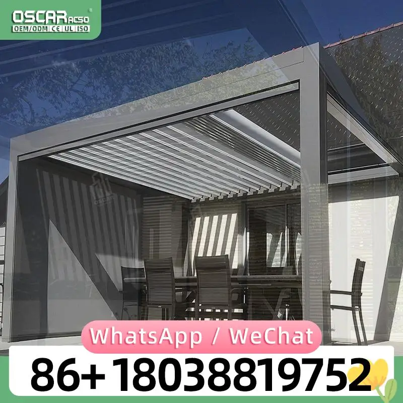 Retractable Foldable Patio Roof Louvered Shutter for Outdoor Garden Balcony Modern Electric Motorized pergola