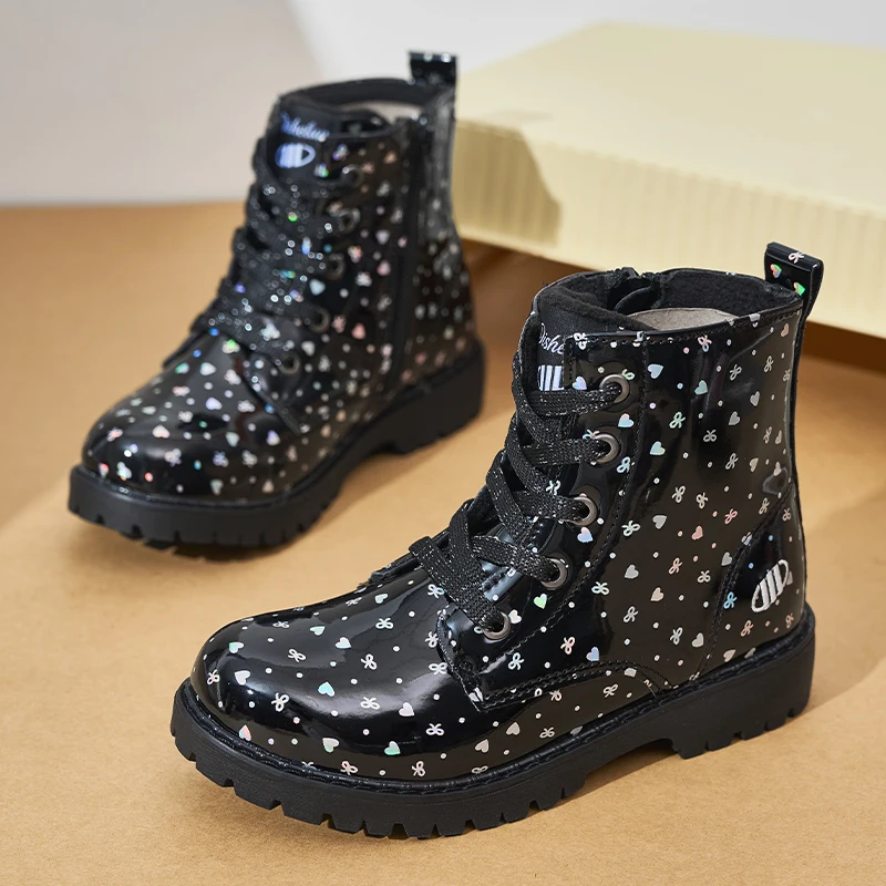 Winter and autumn children's boots with thick padding and plush lining, fashionable, anti-slip, durable, high-top, short boots