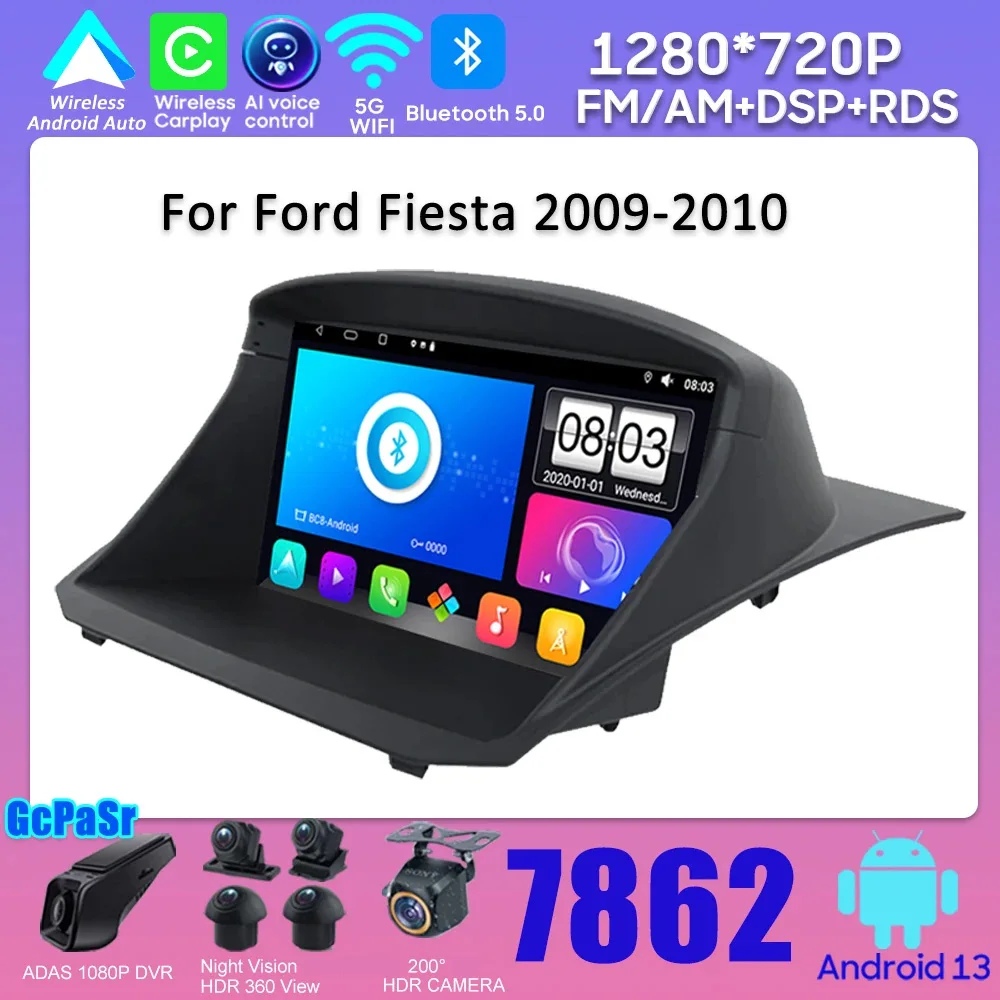 

Автомагнитола с экраном для Ford Fiesta 2009-2010, Android, автомобильный стерео Мультимедийный видеоплеер, 2din навигация, GPS Carplay DSP