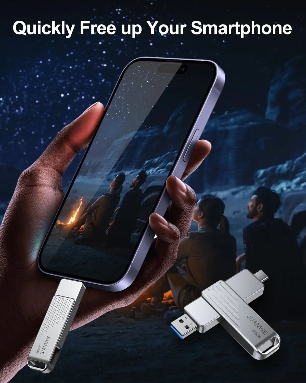 512GB USB 3.2 Gen 2 Drive, 1000MB/s, Type-C & USB-A, for iPhone 15 & More