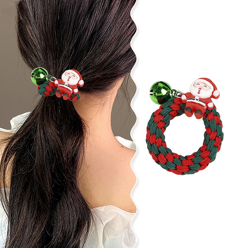 Cute Anime Cartoon Christmas Braided Hair Loop For Women Girls Sweet Hair Accessories Versatile Ponytail Hair Ring Holiday Gifts