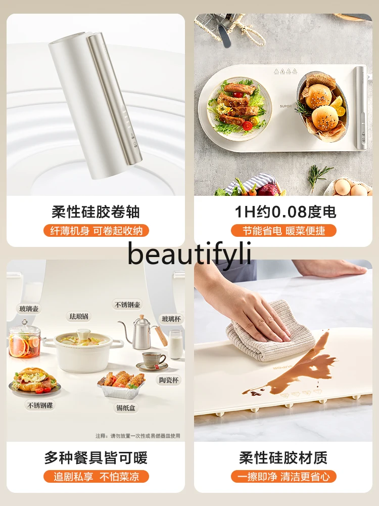 Flexible vegetable warming board Small thermal insulation board Scroll folding hot cutting board Multifunctional dining