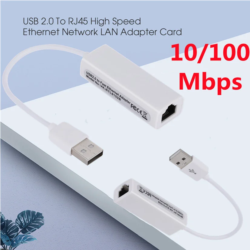 Портативная сетевая карта USB 2,0 к RJ45, 100 Мбит/с, USB к RJ45 Ethernet Lan адаптер для ПК, ноутбука, Windows XP 7 8