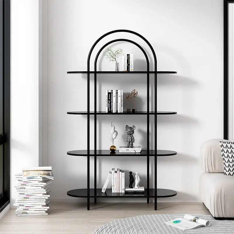 

Arched Bookshelf Floor Room Shelf Display Cabinet Iron Bedroom Rack 4-layer Organizer Storage Shelves Modern Cube Furniture