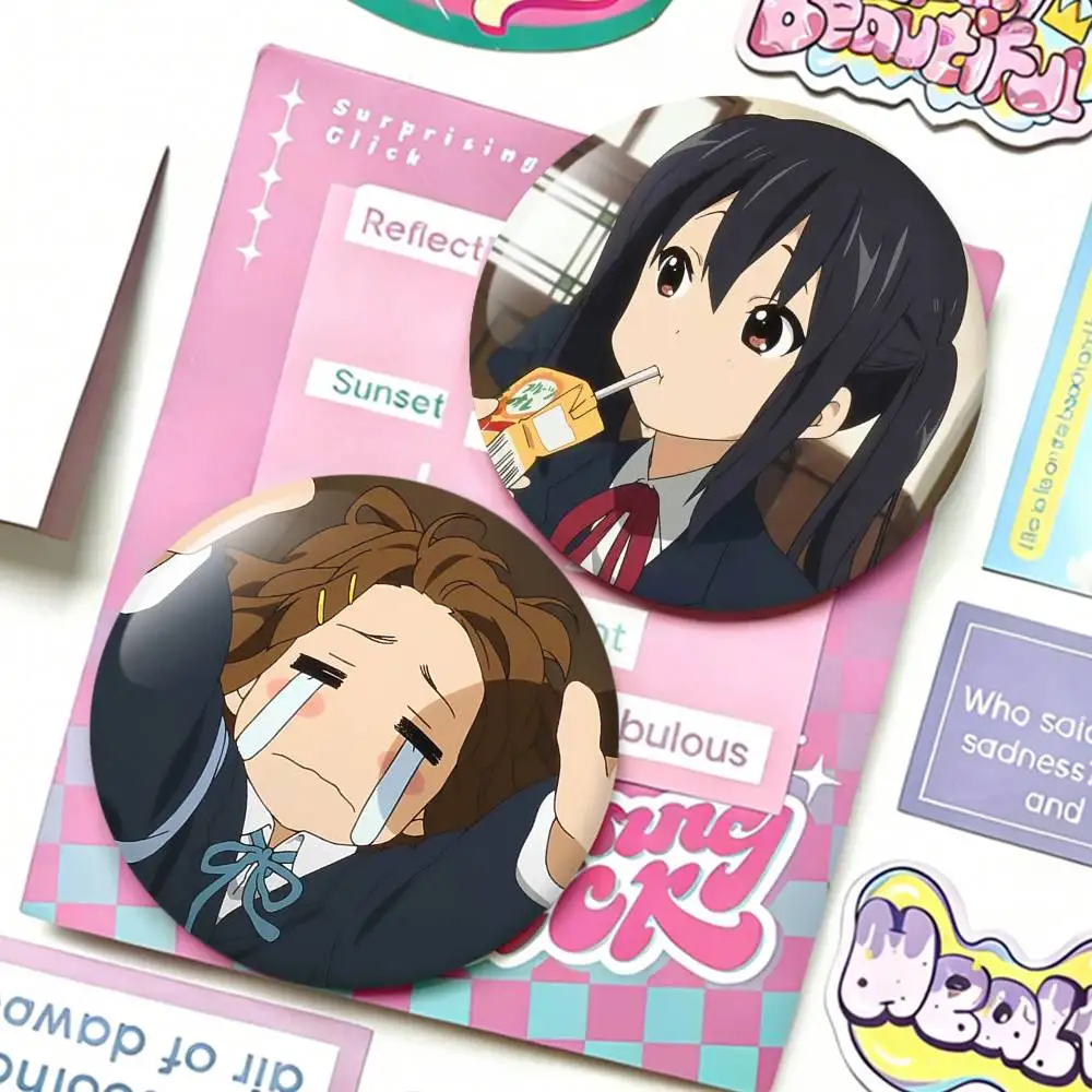H-Hirasawa Y-Yui A-Akiyama M-Mio Anime K-ON Laser Badge Applicable For Backpack Clothes Hats Decor Creative Accessories