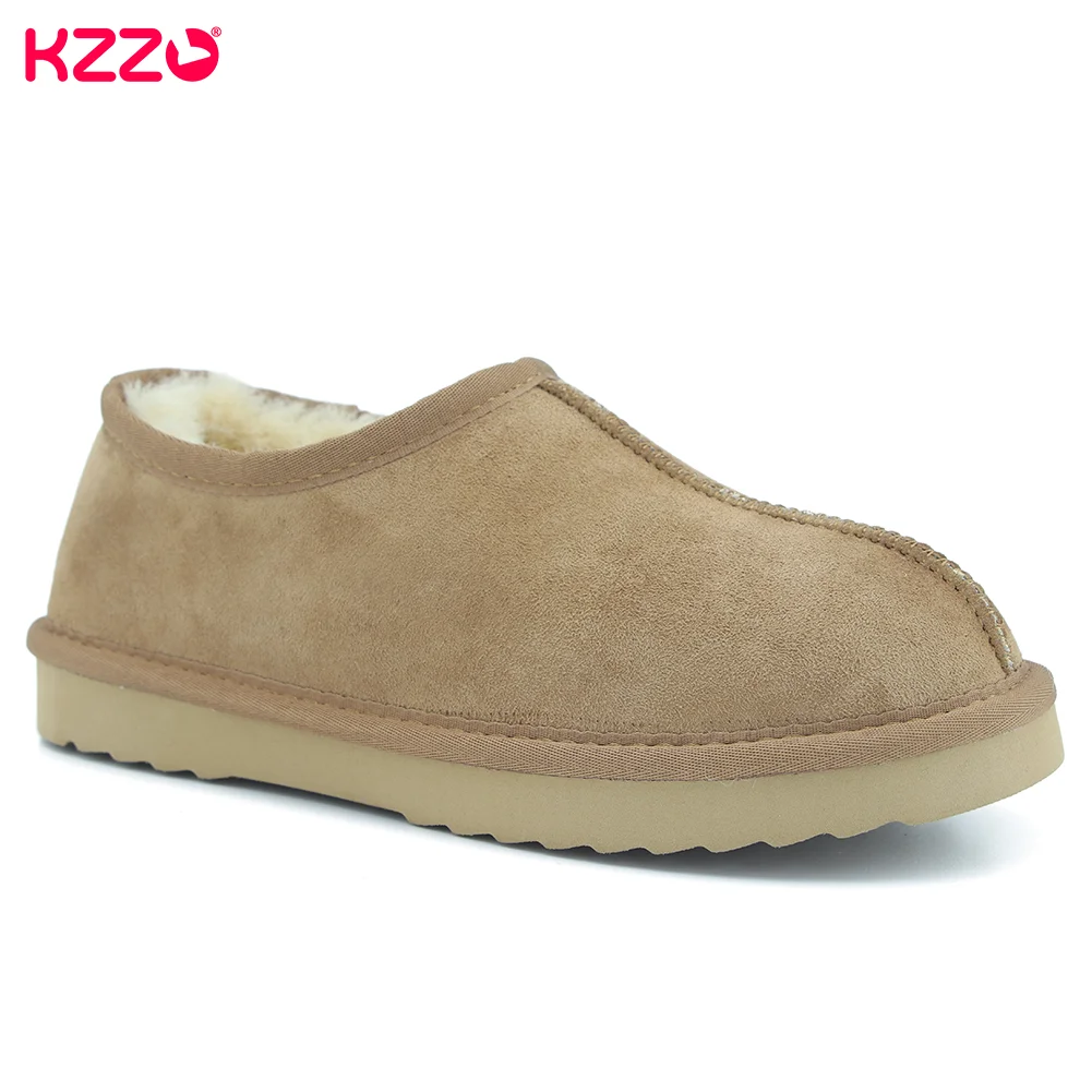 KZZO 2023 Women Ultra Mini Winter Snow Boots Genuine Leather Natural Sheep Wool Fur Lined Casual Shallow Ankle Warm Lazy Shoes