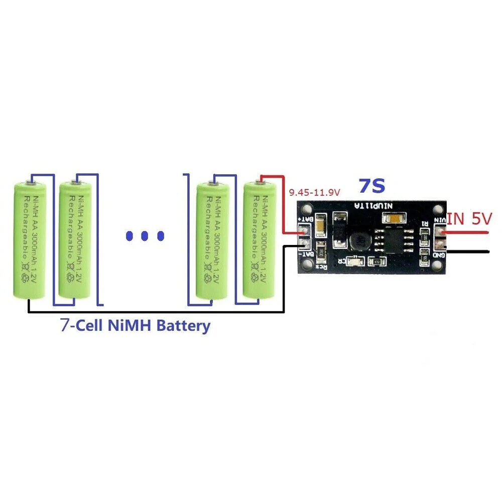 7 Cell DC4.5V-5.5V to 9.45V-11.9V NiMH NiCd Rechargeable Battery Protection Solar