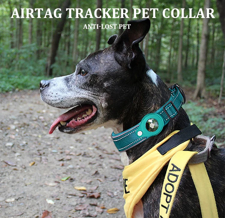 Reflective Neoprene Airtag Collar Cat Anti-Loss Pu Airtag Holder Dog Airtag Collar De Perros Para Mascotas