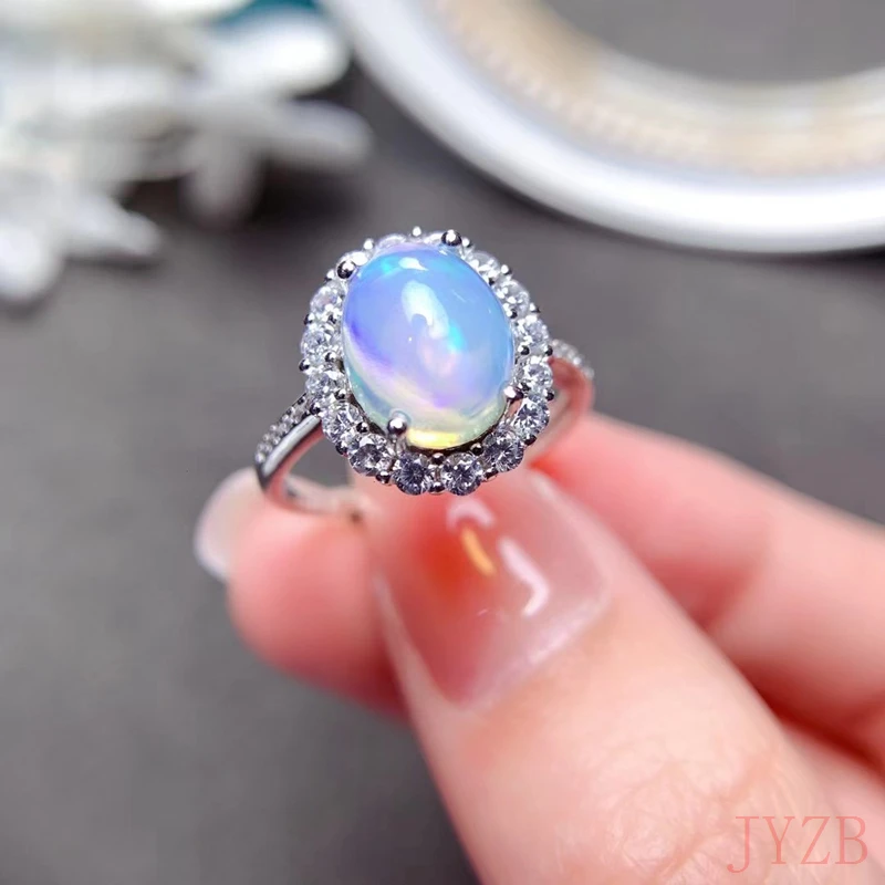 

100% Natural Opal Rings Sterling 925 Silver for Women Sparkling Gemstone Anniversary Party Classic Fine Jewelry Gift