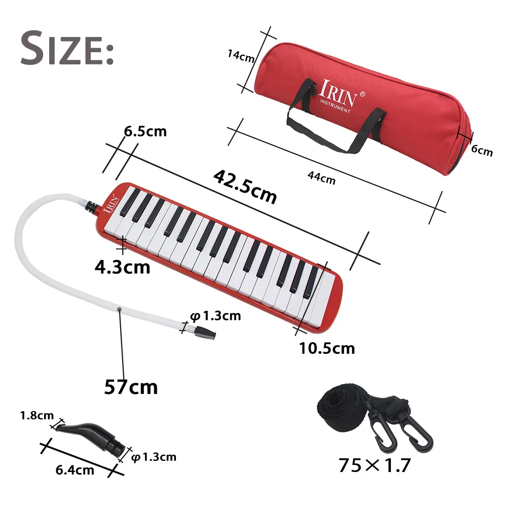 IRIN 32 Key Melodica Portable Tone Piano Mouth Organ Harmonica Pianica Red Melodica Keyboard Musical Instrument With Handbag