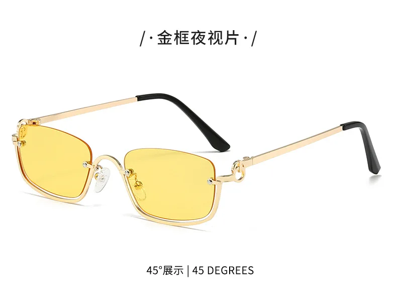 Modische Kleine Quadratische Damen-Sonnenbrille Luxusmarke Metall-Halbrahmen-Sonnenbrille Damen-Trend 2024 Vintage Schwarz Rosa Tönungen – Detail 15