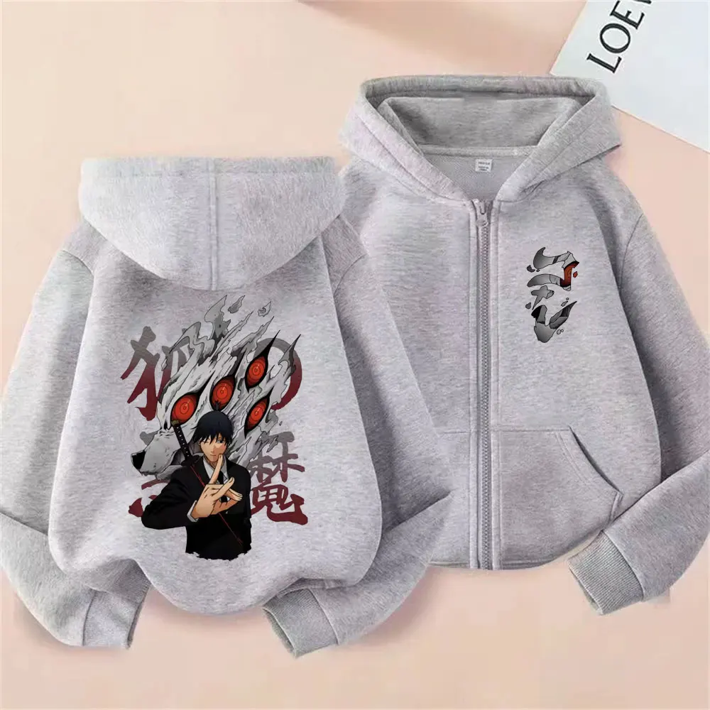 أنيمي بالمنشار رجل هاياكاوا آكي الثعلب الشيطان كون قلنسوة بسحاب الرجال النساء الكرتون موضة المتضخم زمم سترة الذكور معطف خمر