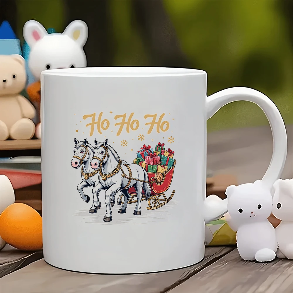 

Кофейная кружка 11 унций + мультяшный Санта-Клаус, сани, командная подарочная коробка, иллюстрация, рождественский подарок, детская чашка, семейная офисная кофейная кружка