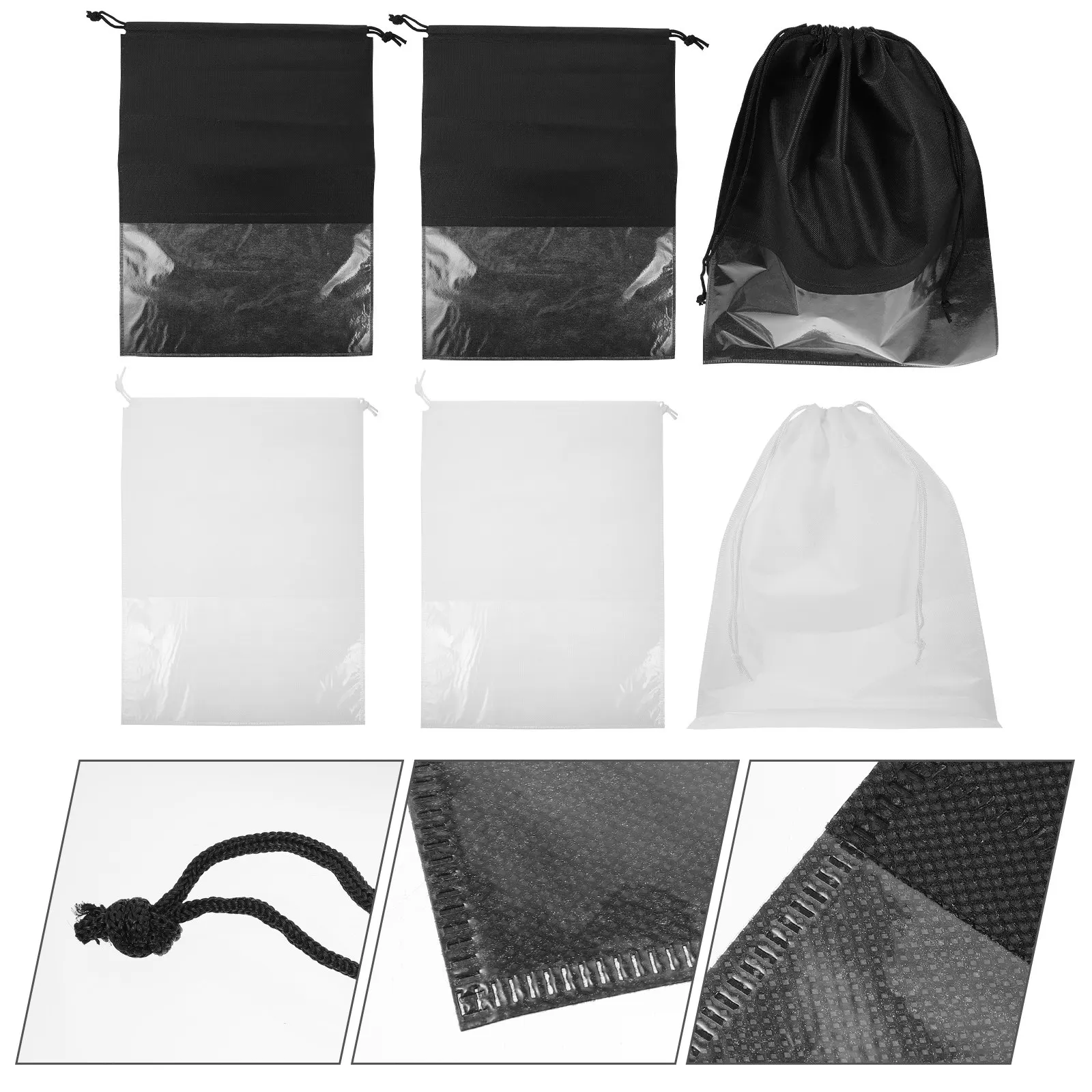 

6Pcs Shoe Drawstring Dust Bags Clear Window Design Large Capacity Storage Pouches for Sports Slipper Travel Shoe