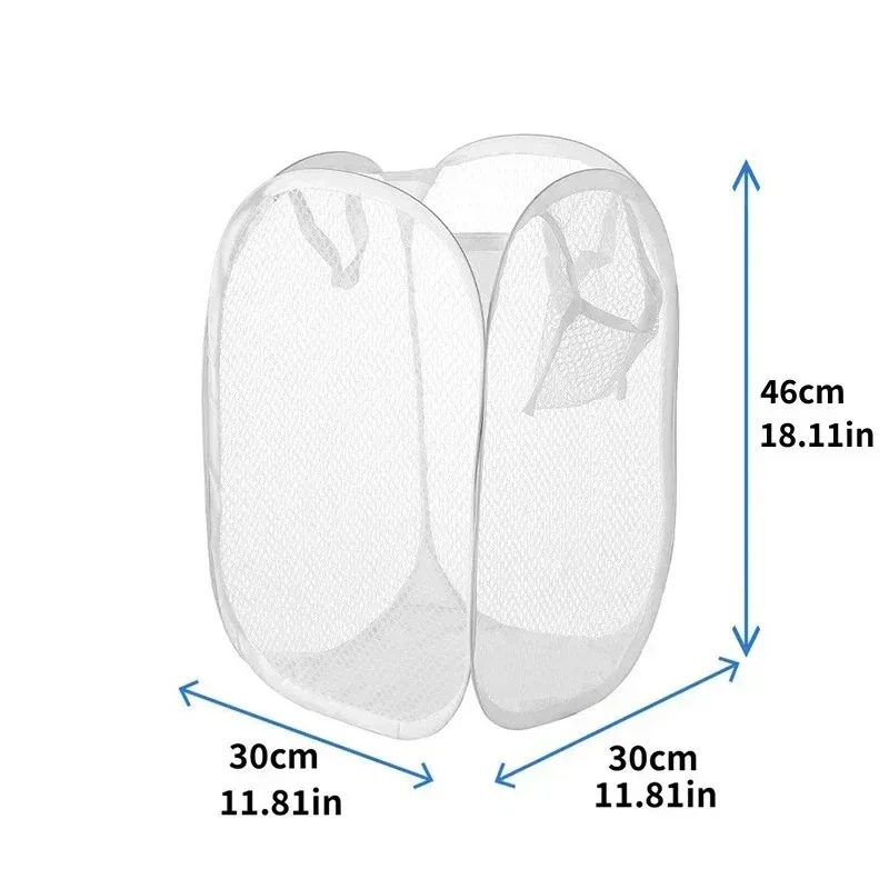 Panier à linge Pop-Up en maille Portable, large ouverture, respirant, pliable, peu encombrant, articles de salle de bain pour dortoir et voyage