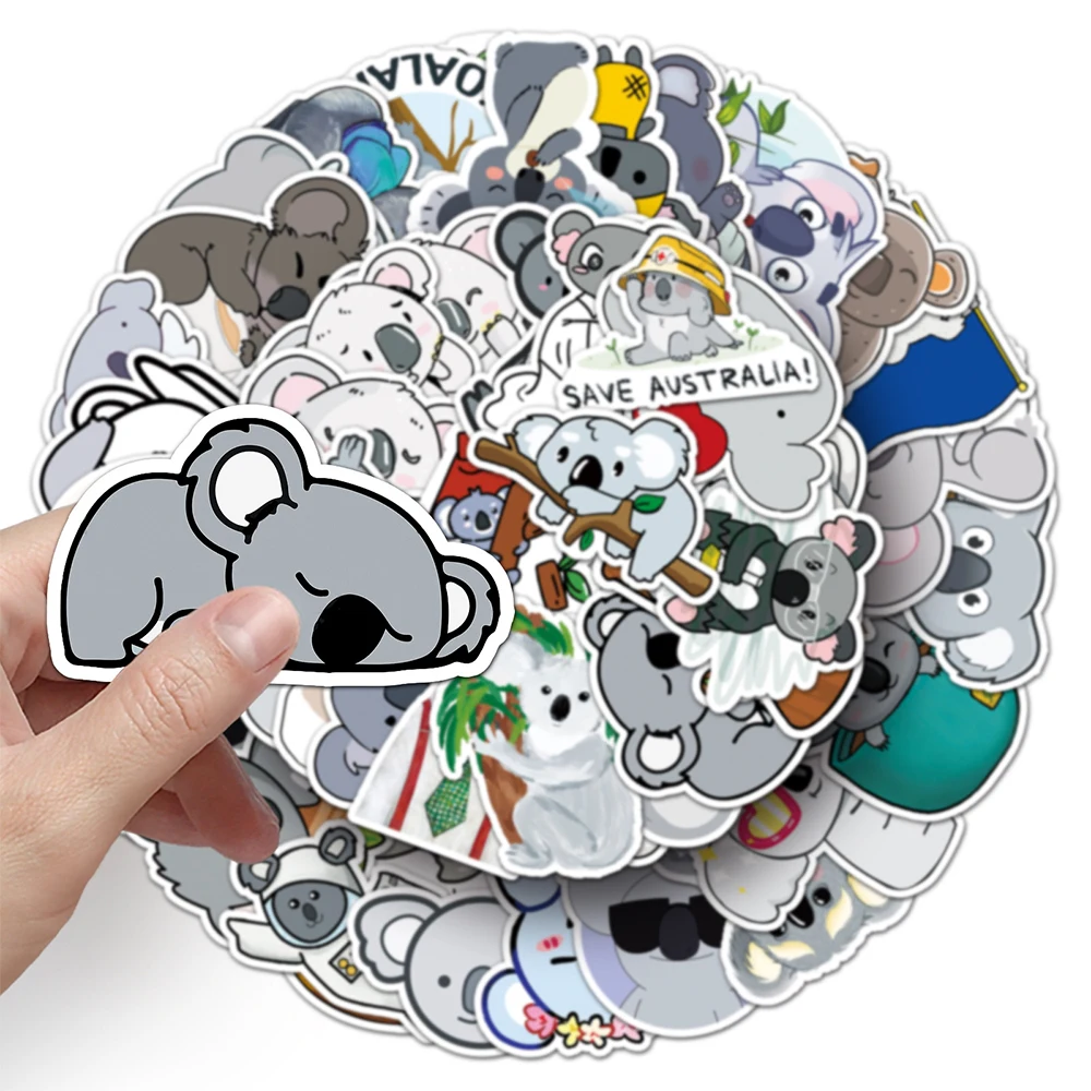 10/30/50pcs mignon gris Koala animaux autocollants Kawaii dessin animé décalcomanies décoration papeterie téléphone cahier bagages autocollant en gros
