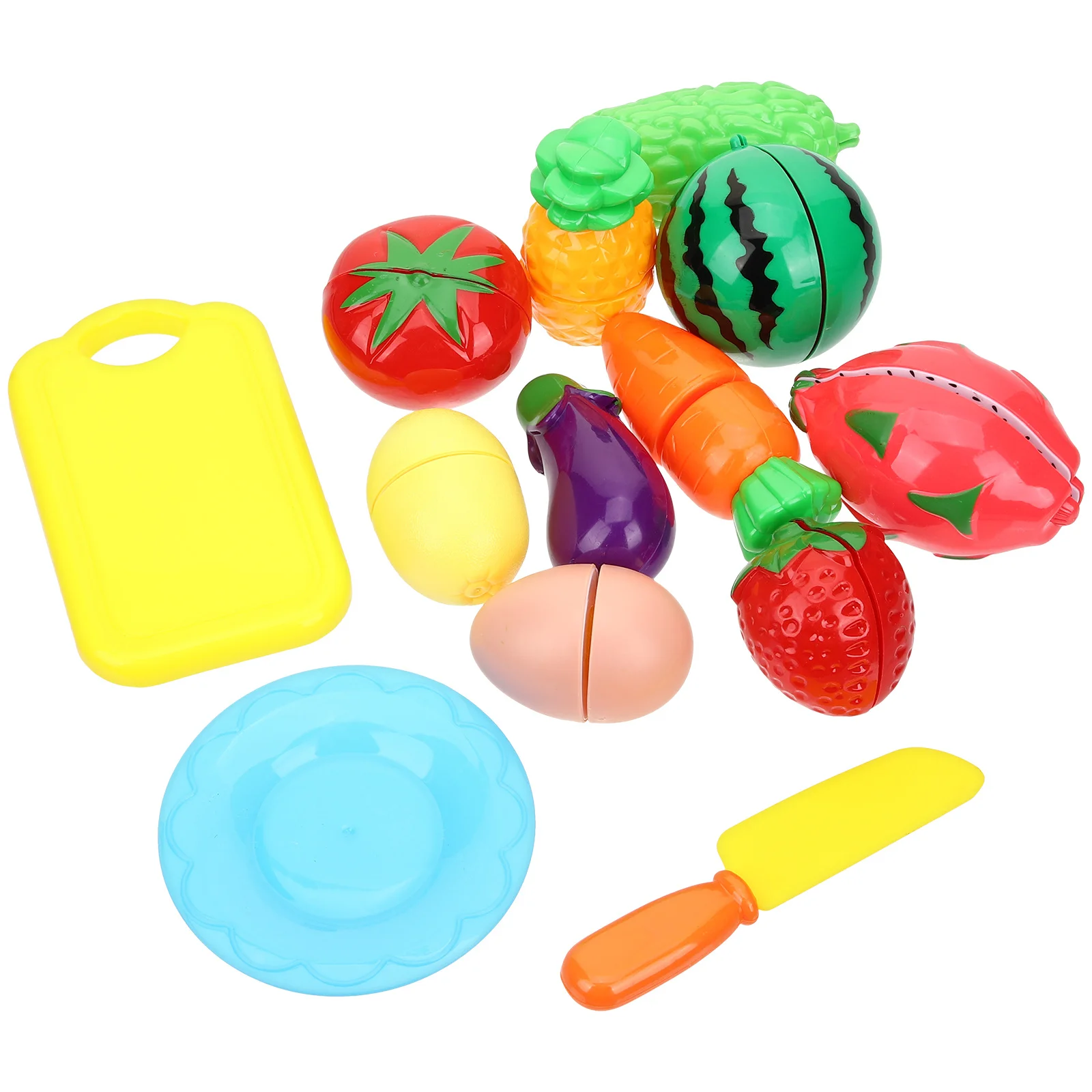 ชุดของเล่นทำอาหารจำลอง 13 ชิ้น ชุดผลไม้และผักสำหรับหั่นเล่น ของเล่นเสริมพัฒนาการและการเรียนรู้สำหรับเด็ก