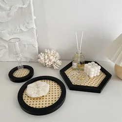 ins aromatherapy plate, tray, rattan storage plate, desktop jewelry, Nordic style, Japanese photography, props, retro