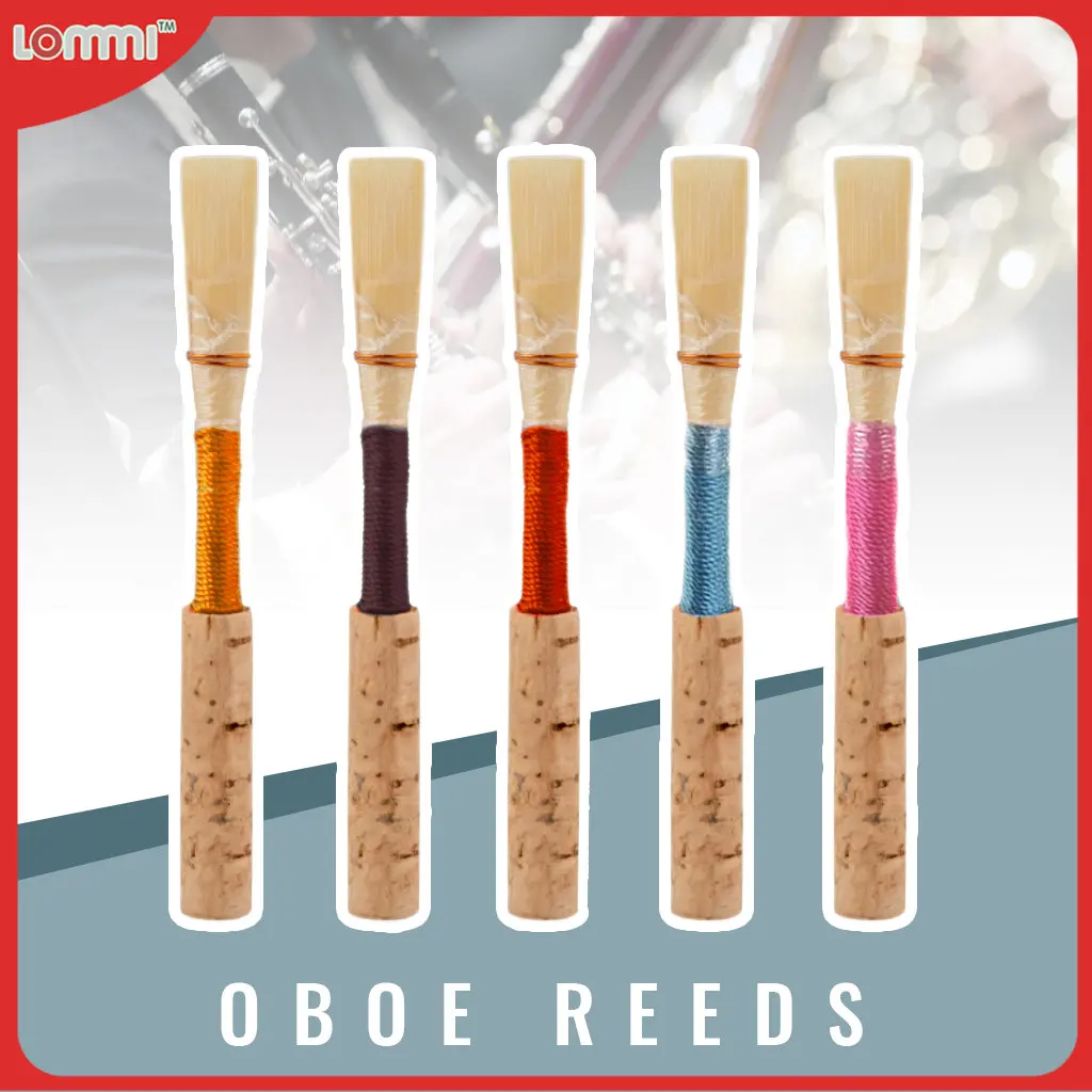 

LOMMI 5pcs/1set Oboe Cork Reed Medium-soft Strength Handmade Natural Oboe Reed Qualified Bamboo Stripe 5 Colors Optional