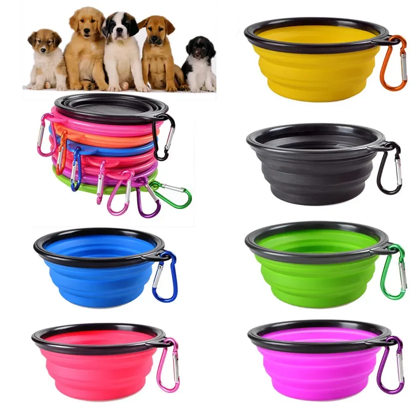 Dog Bowl Foldable Eco Firendly Silicone Pet Cat Dog Food Water Feeder Travel Portable Feeding Bowls Food Container Accessories