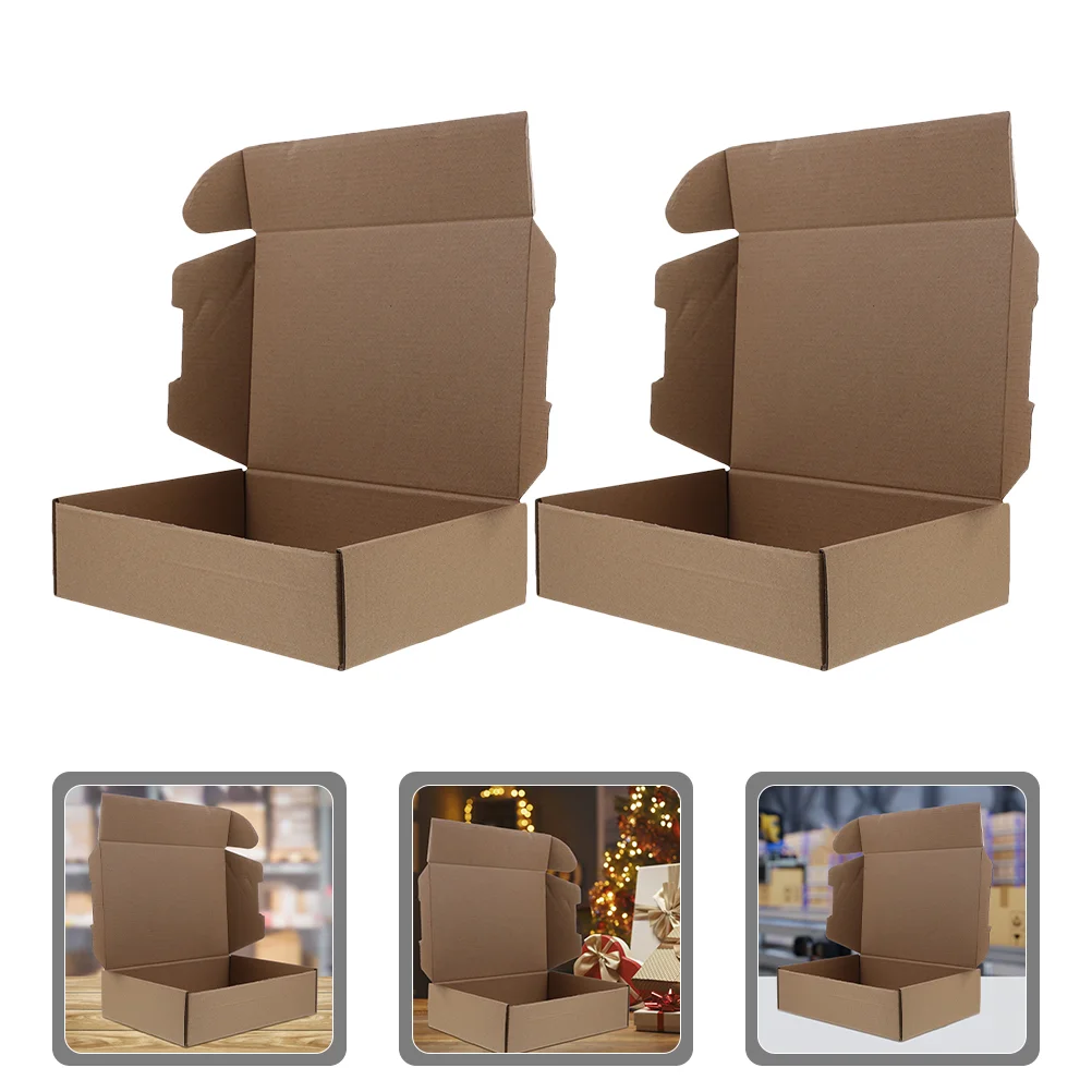 10 Pcs Carton Glassware Packing Boxes Brown Shipping Corrugated Cardboard Small Mailing Shoe Square Flat Boxesmailing Paper