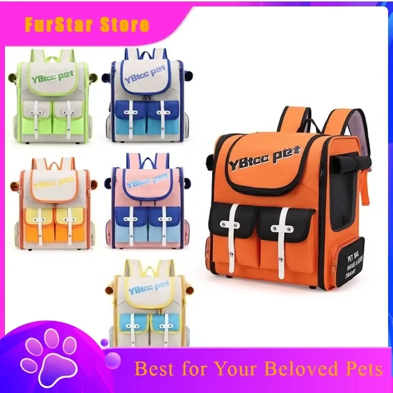 FurStarLarge Capacity Breathable Cat Carrier Backpack With Shoulder Straps And Handles For Pet Travel Multi-functional Pet Bag