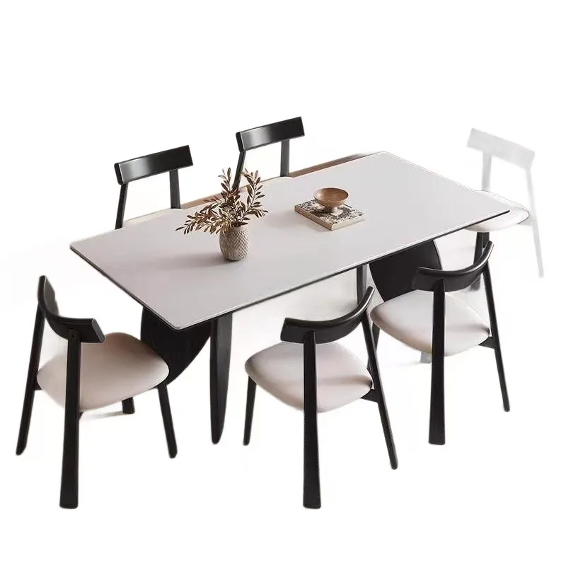 

#Wooden Cream Wind Solid Wood Rock Plate Dining Table Simple Small House White Wax Wood Dining Table Rectangular