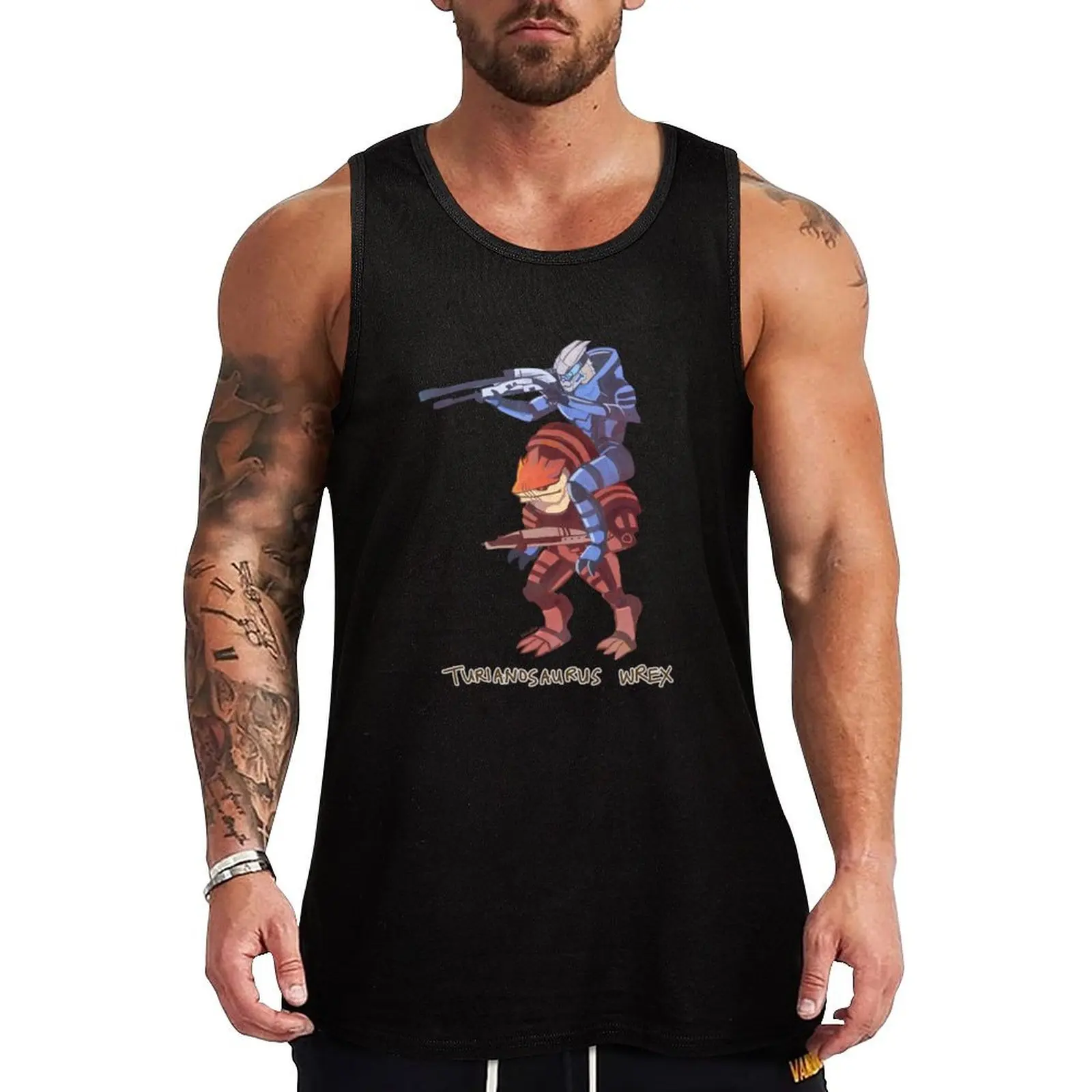 

Turianosaurus Wrex Tank Top Fitness men clothing gym vest men