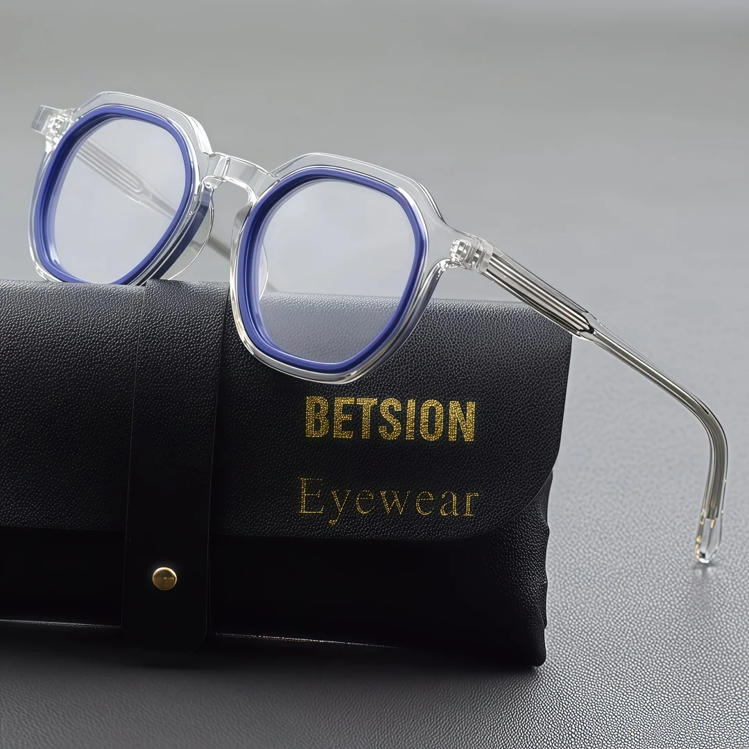 

BETSION Fashion Square Acetate Eyeglasses Frames Men Women Retro Thick Frame Eyewear Luxury Spectacles Casual Style #2290