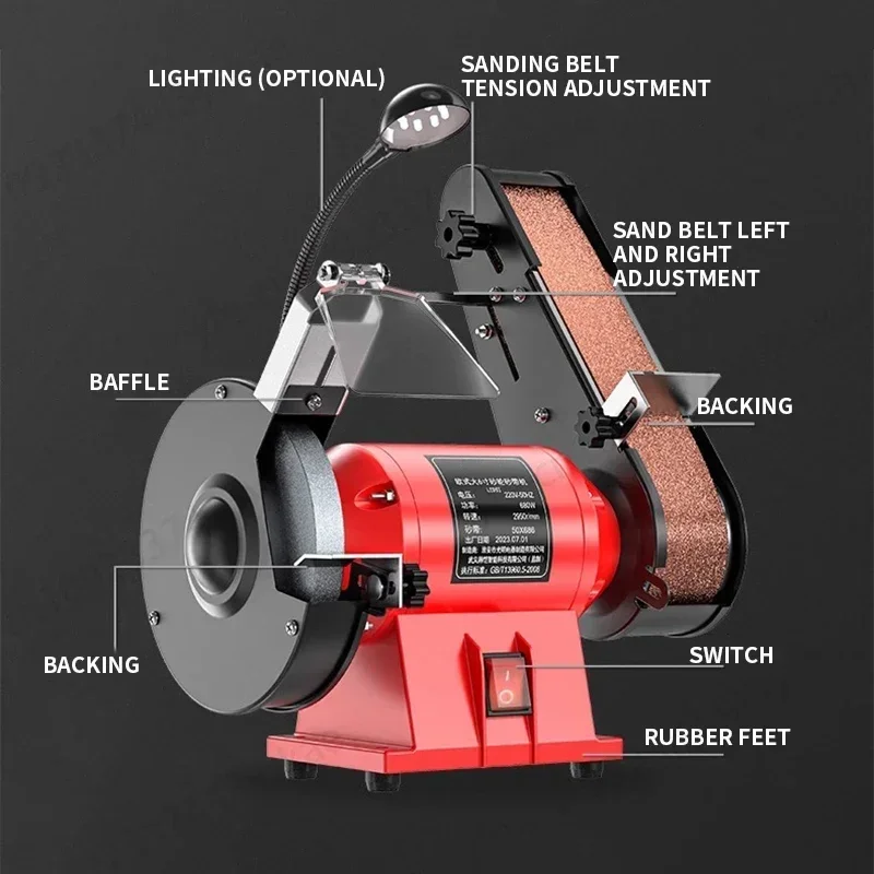 Small electric household grinder, powerful grinding and polishing, grinding wheel belt machine, wood and stone processing