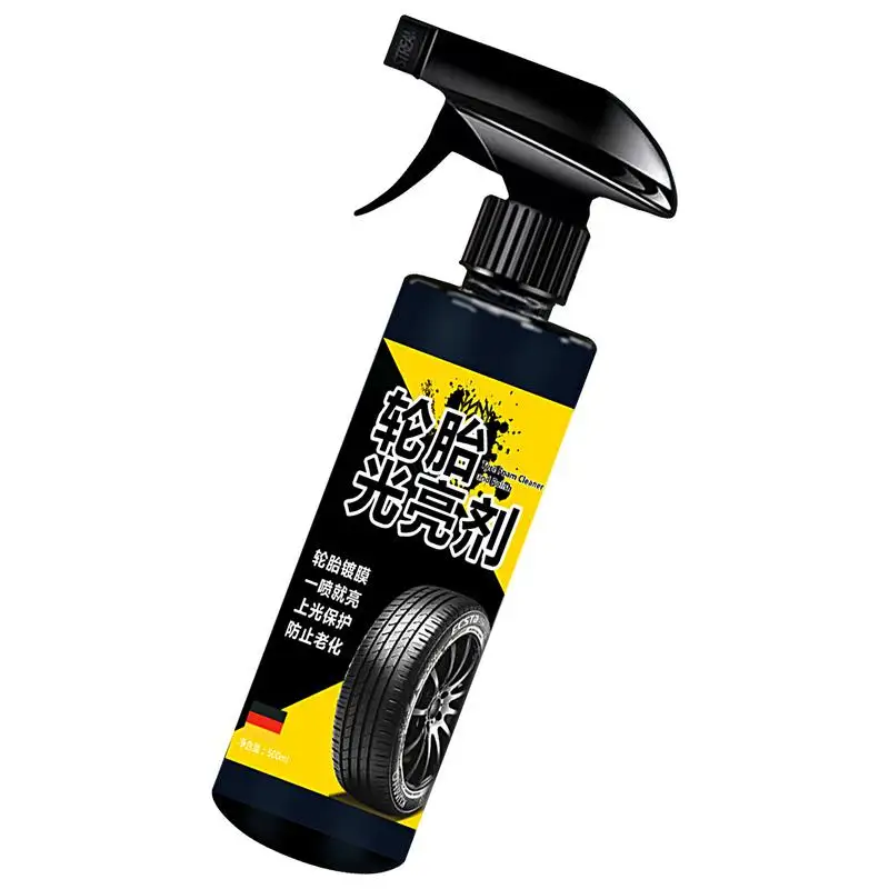 Tire Shine Spray 500ml One-Step Tire Shine Spray UV Protection For That Wet Look Easy To Apply Spray For Precise Even Shine And