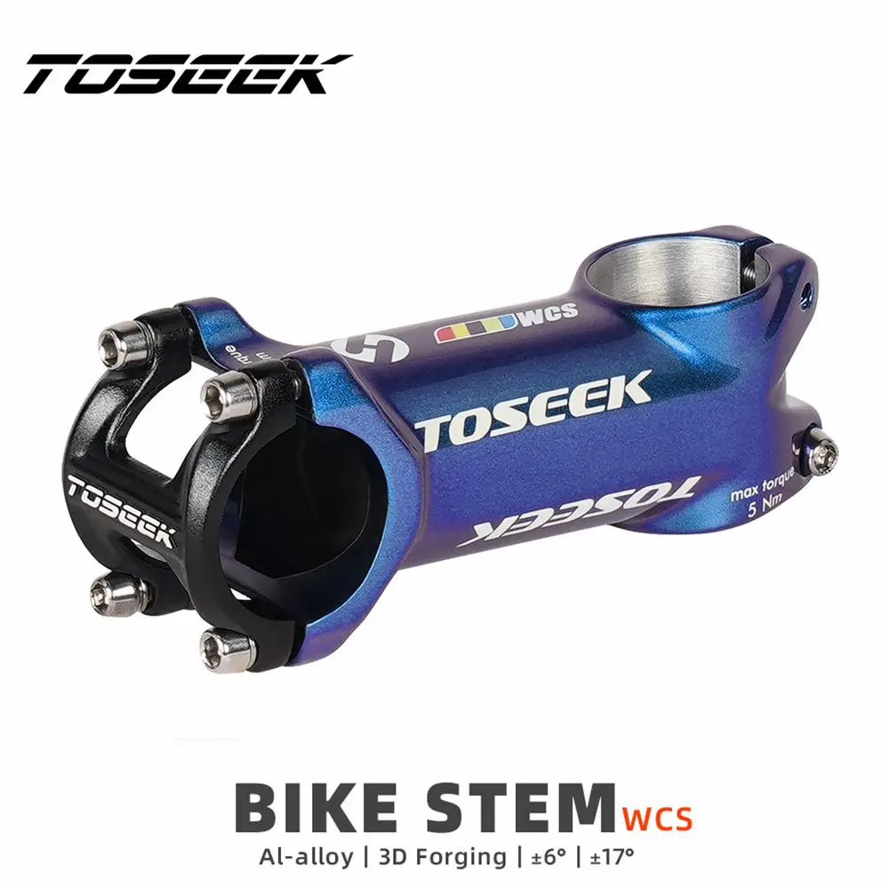 

TOSEEK WCS Bike Stem Handlebar 31.8mm Aluminium Alloy Bicycle Mountain Stem MTB Cycling Accessories Dazzle Blue to Purple