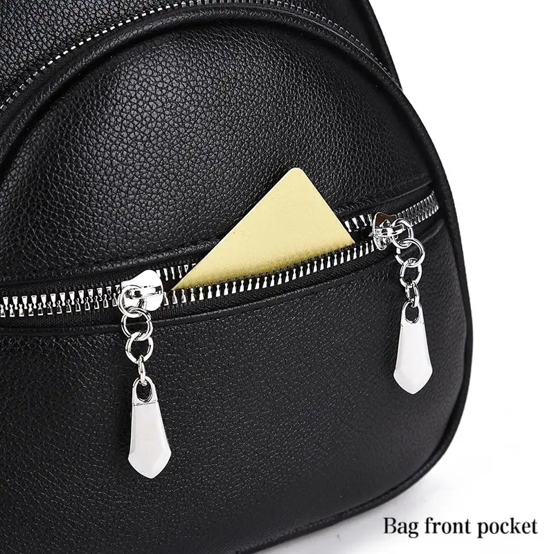 Ein hochwertiger multifunktionaler kleiner Rucksack für Damen, eine neue Mini-Handtasche in Uni-Farbe, im lässigen Schulstil. – Detail 18