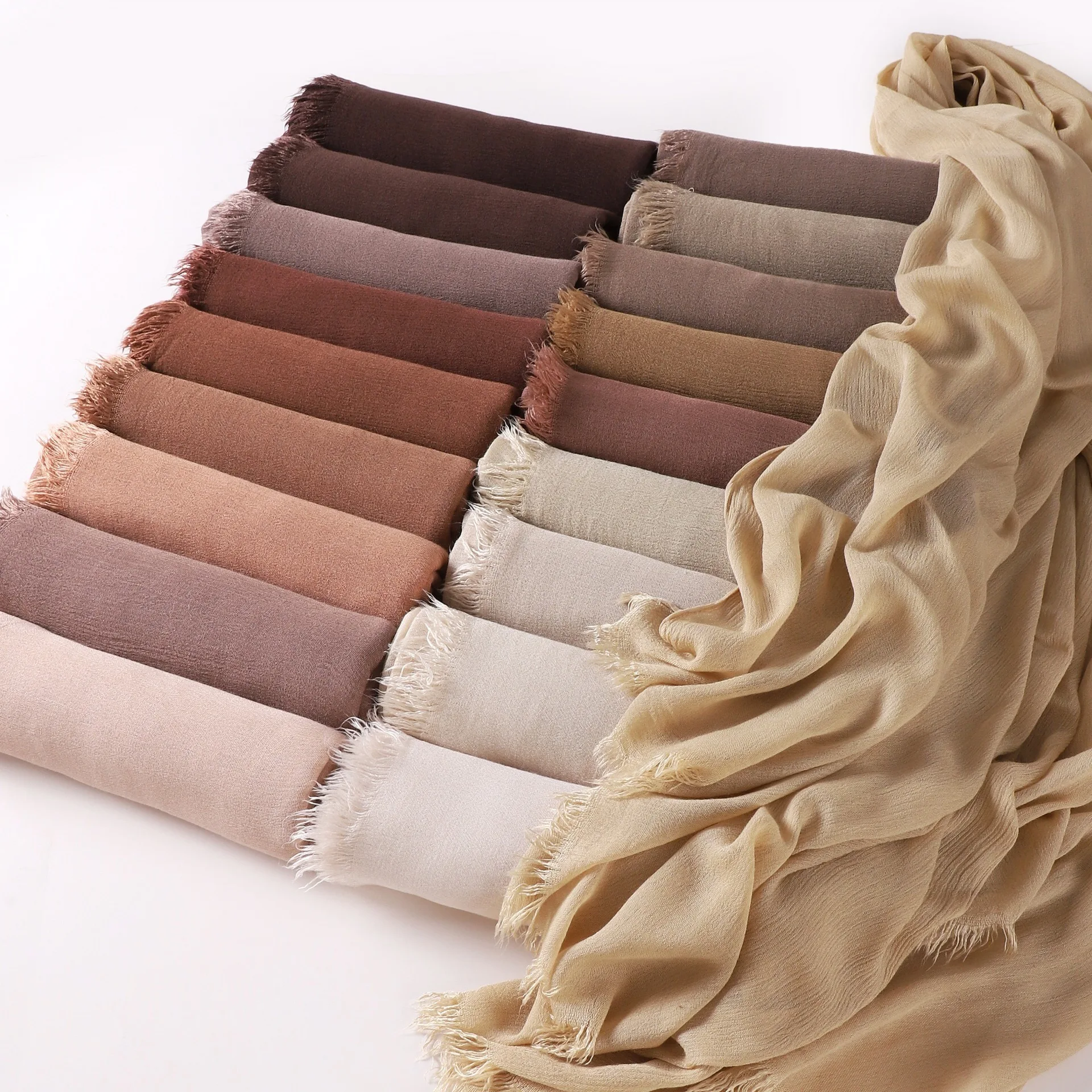 

Однотонный плиссированный длинный шарф из вискозы, льняно-хлопковый шарф, платок, солнцезащитная накидка, пляжное полотенце для путешествий по пустыне