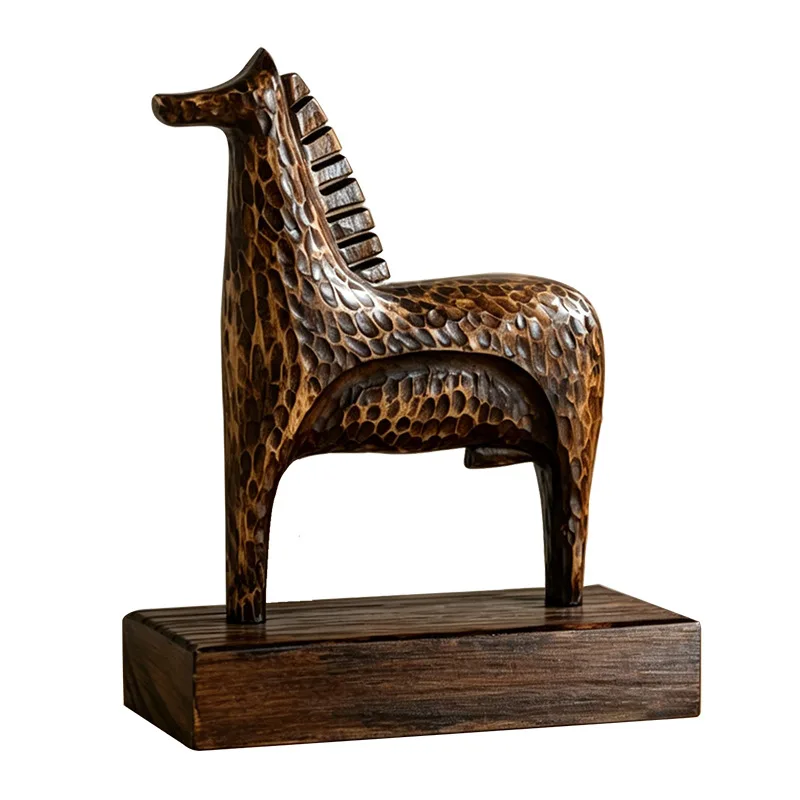 New Chinese animal horse office ornament model room villa study TV cabinet entrance abstract sculpture decoration