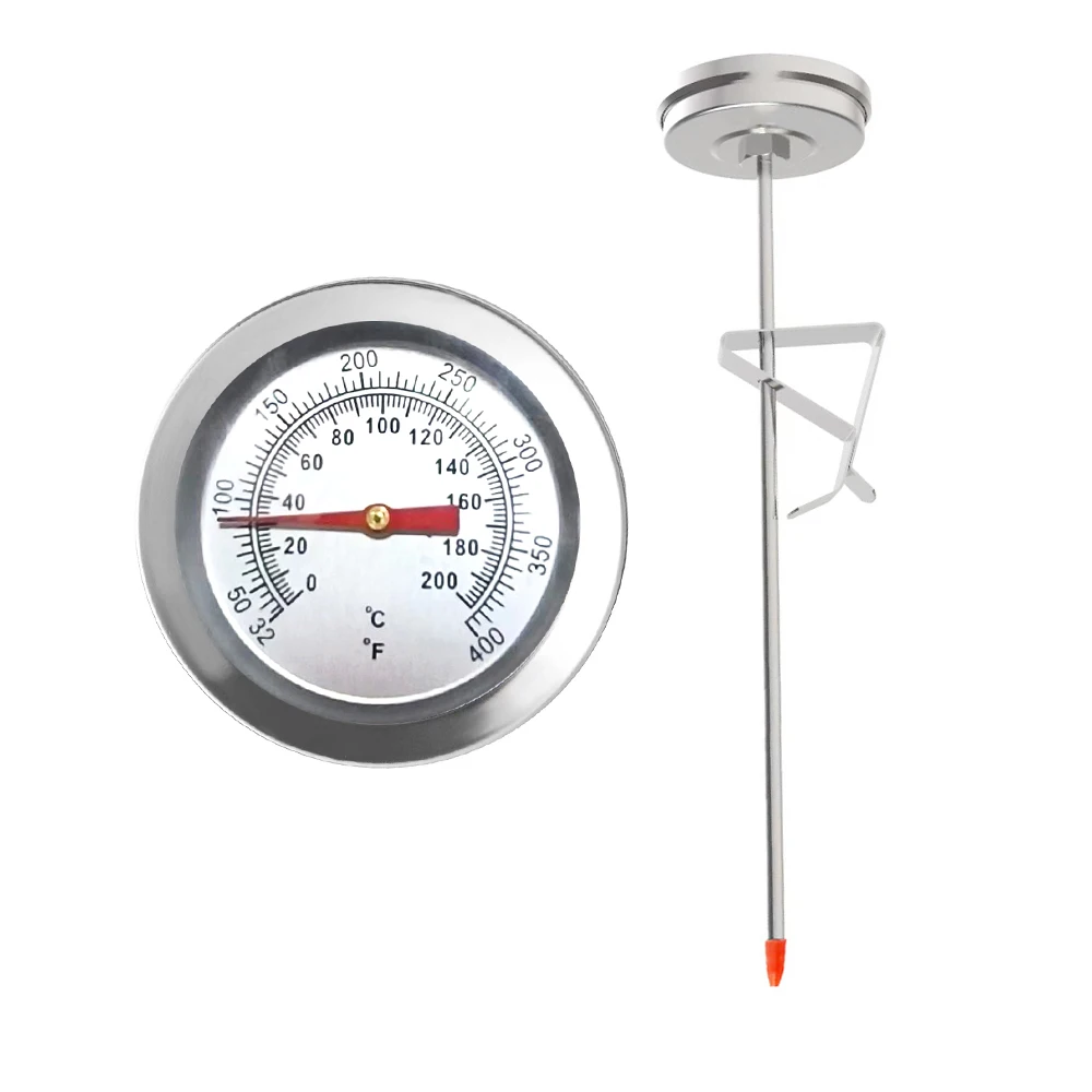 0°C~200°C/32-400°F Milk Coffee Temperature Meter Food Meat Gauge Kitchen Oil Frying Pan Fryer Thermometer 200MM Sensor Probe