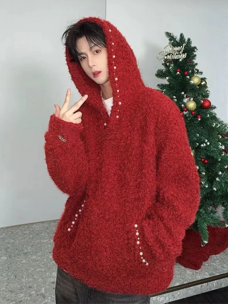 

Толстовка Cisas Theme Thiened с капюшоном, вязаный свитер для мужчин, повседневная верхняя одежда для пар, теплая и уютная зимняя модная одежда