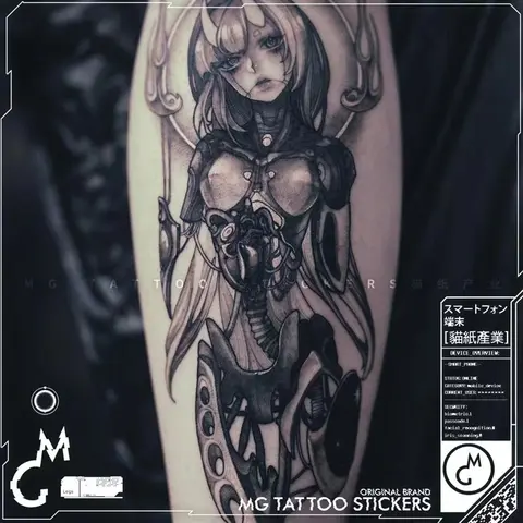 Girl Robot Temporary Tattoo Stickers Waterproof Male Female Terror Doll Punk Arm Leg Art Fake Tattoo Personality Cool Tatuajes