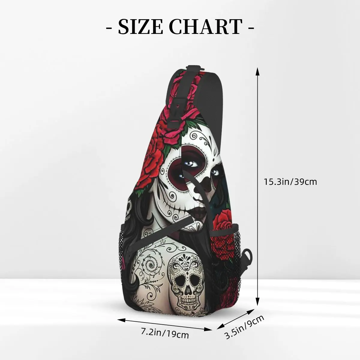 Sugar Skull Crossbody Sling Bags Smallchest Bag Mooi Meisje Schouder Rugzak Dagrugzak Voor Reizen Wandelen Camping Satchel