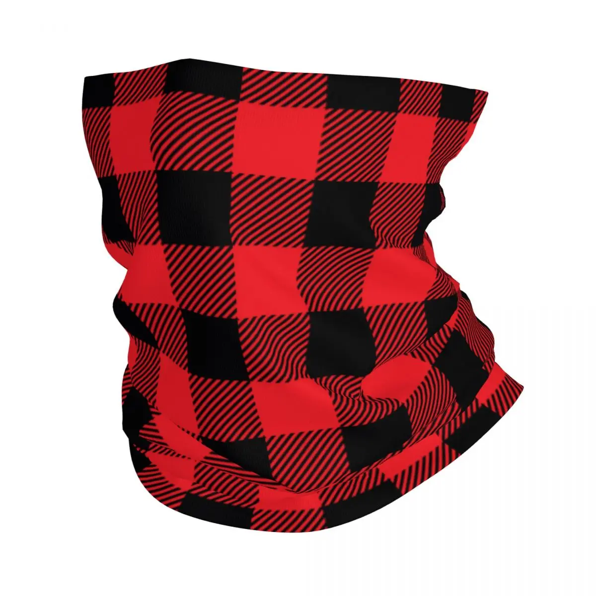 Christmas Red Black Checkered Bandana Accessories Neck Cover Printed Gingham Check Face Balaclava Lumberjack Pattern Mask Scarf