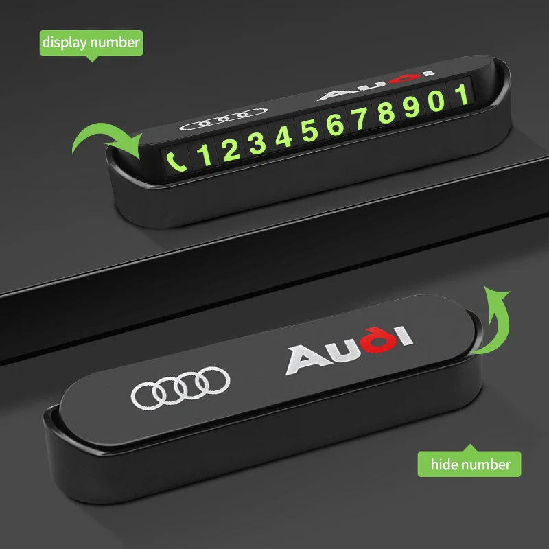 Car Temporary Parking Card Phone Number Card Plate For Audi A4 A3 A5 A6 A7 C7 B5 B6 Q2 Q3 Q5 Q7 TT Sline Accessories Car Styling