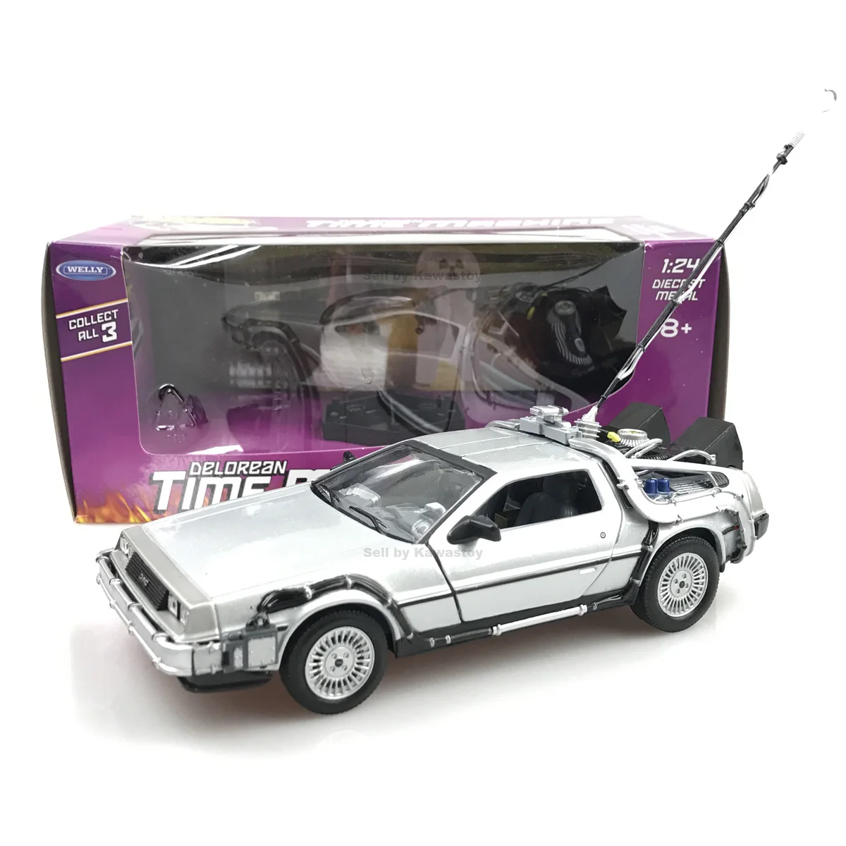 Welly 1:24 Scale DeLorean DMC Back To The Future 1 2 3 & Flying Mode Time Machine Car Diecast Model Toy From Movie