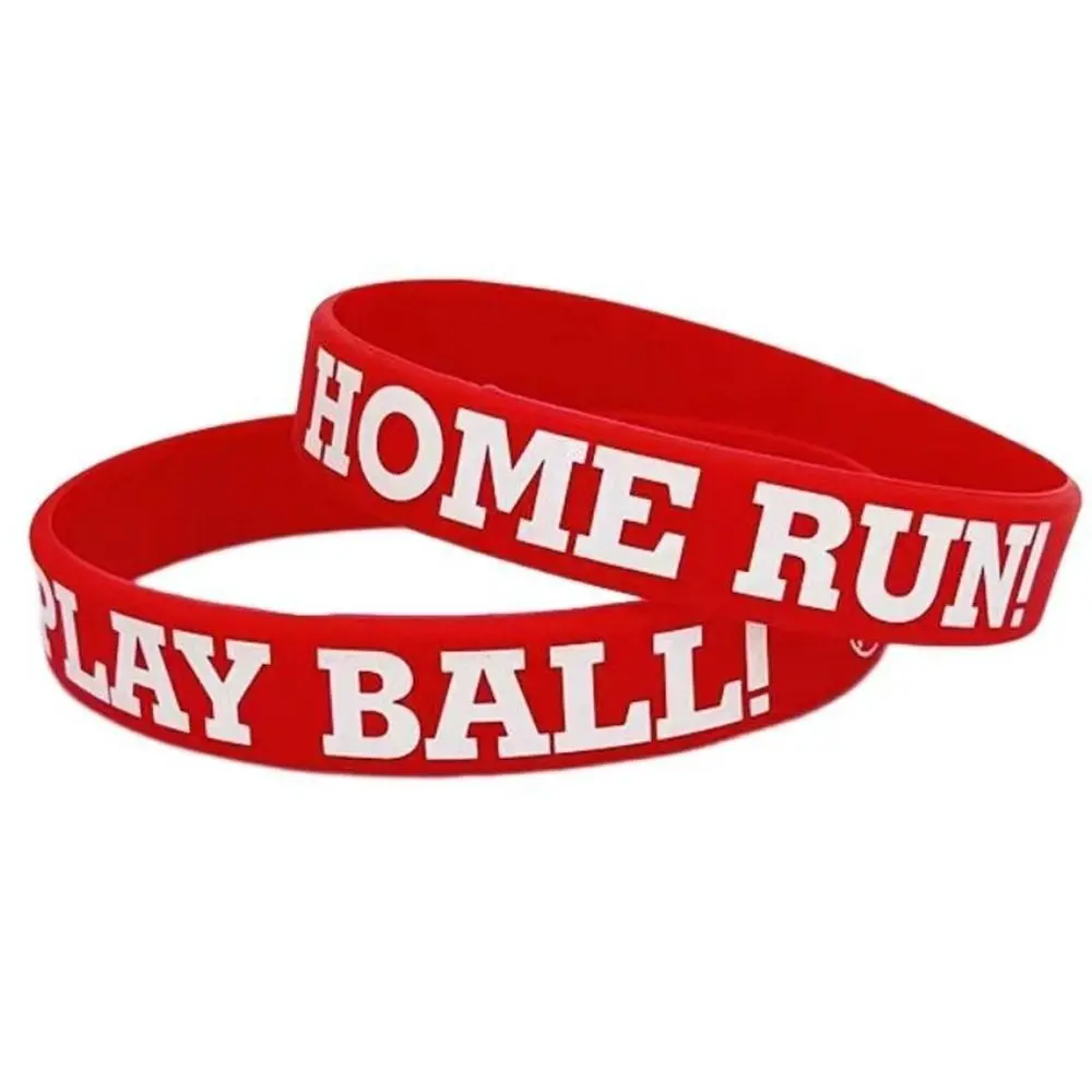 10PCS Home Run Baseball Silicone Bracelet Flat Printed Stylish Softball Silicone Bracelet Play Ball Durable Sports Bracelets