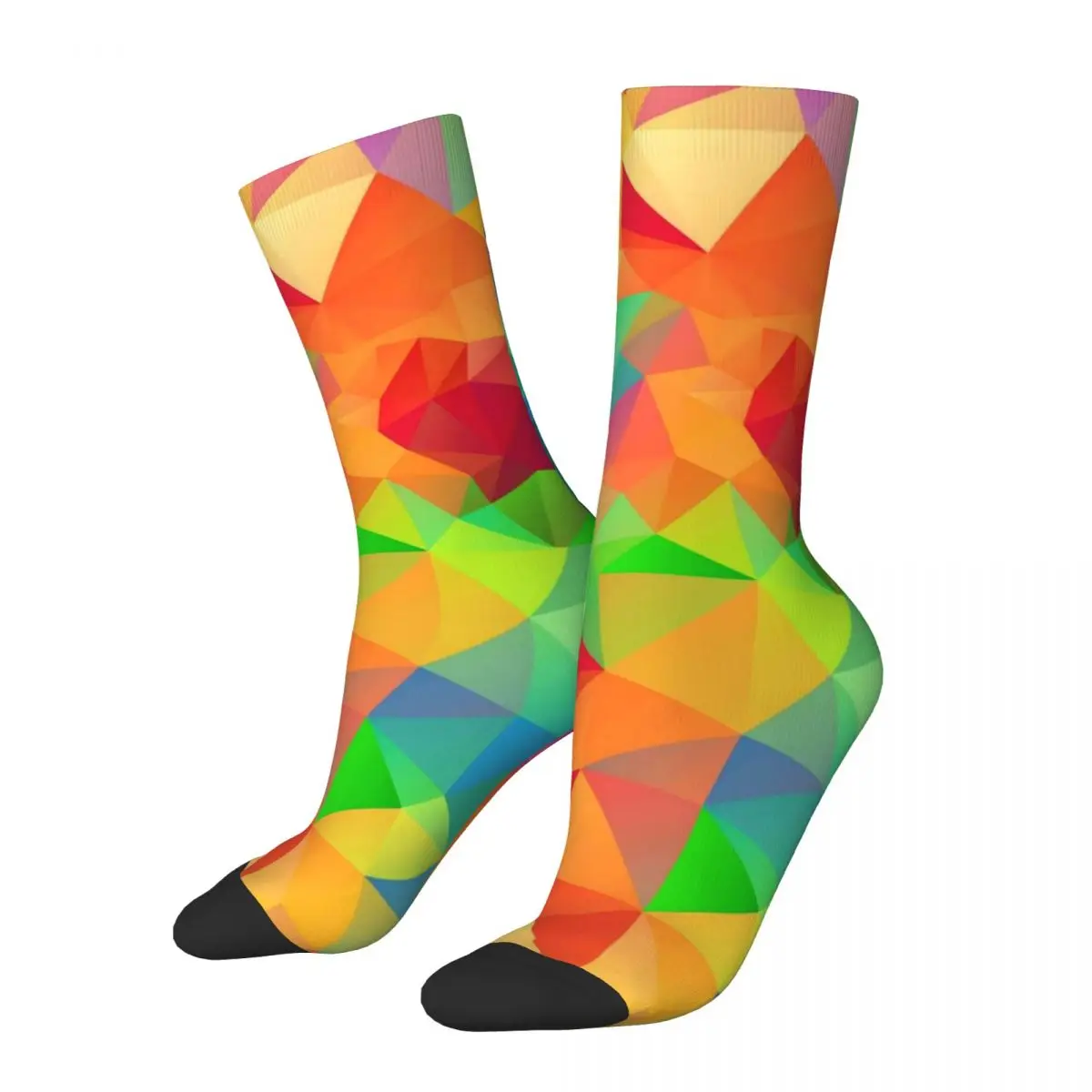 Ombre Print Socks Colorful Polygon Kawaii Stockings Female Warm Soft Outdoor Socks Autumn Graphic Non-Slip Socks