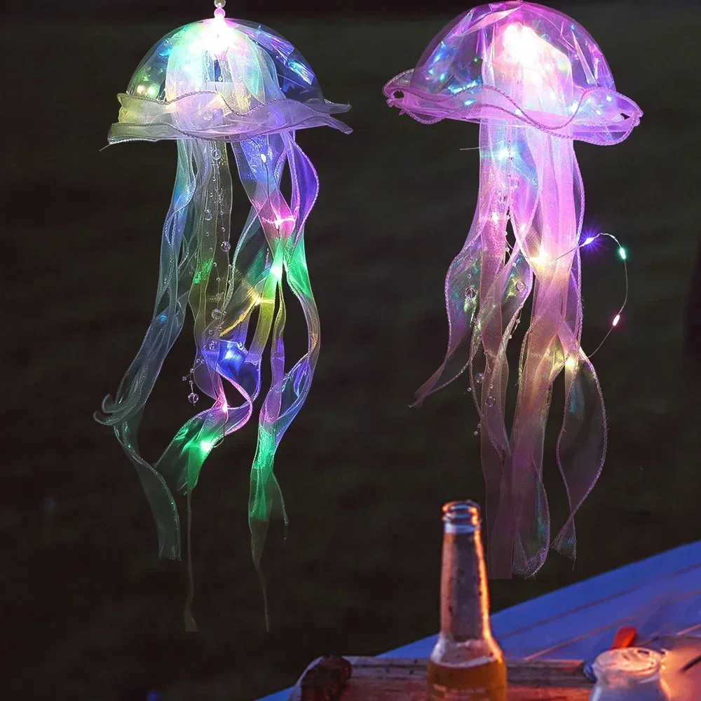 Creative Jellyfish Lamp Portable Flower Light Home Room Bedroom Wall Hanging Atmosphere Decoration Lamps Party Led Nightlight